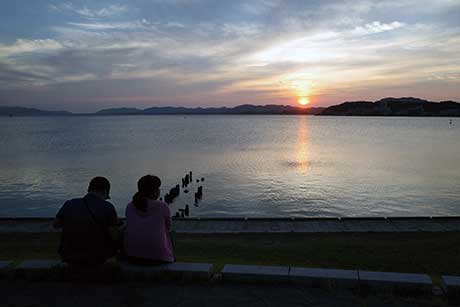 宍道湖に沈む夕陽