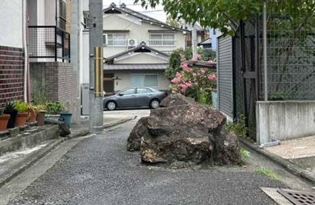 道の真ん中に鎮座するいけず石?