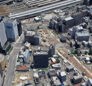 工事中のリニア駅(中央部。上部は名古屋駅)出典:Google map