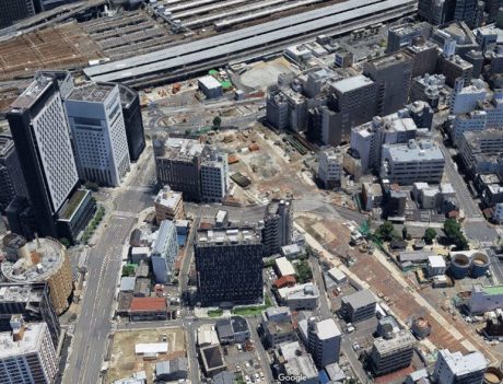 工事中のリニア駅（中央部。上部は名古屋駅）出典：Google map